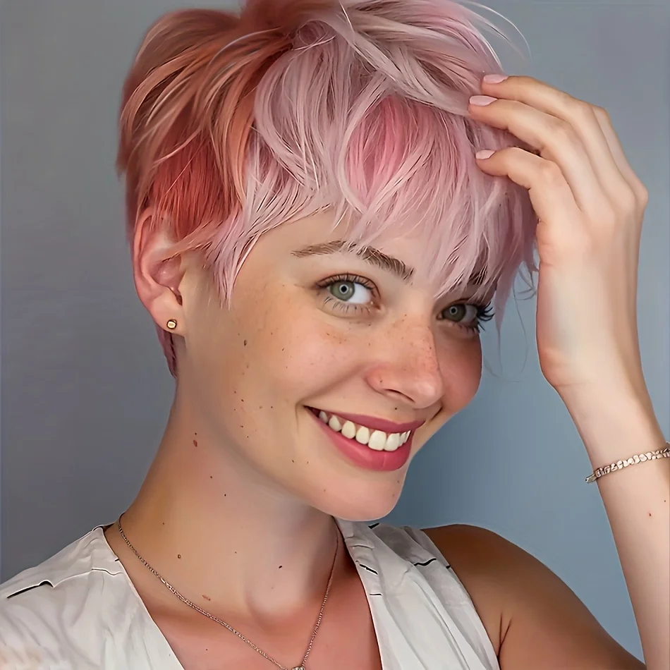 Pink Pixie Cut Wig … - image