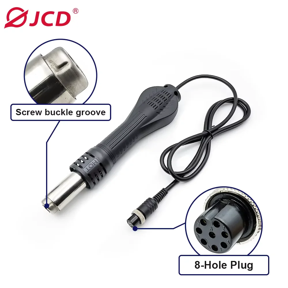 Pistola de ar quente lidar com ferro de solda pistola de ar quente desoldering é adequado para 858d 868d 8898 retrabalho estação de reparo de solda jcd 2022