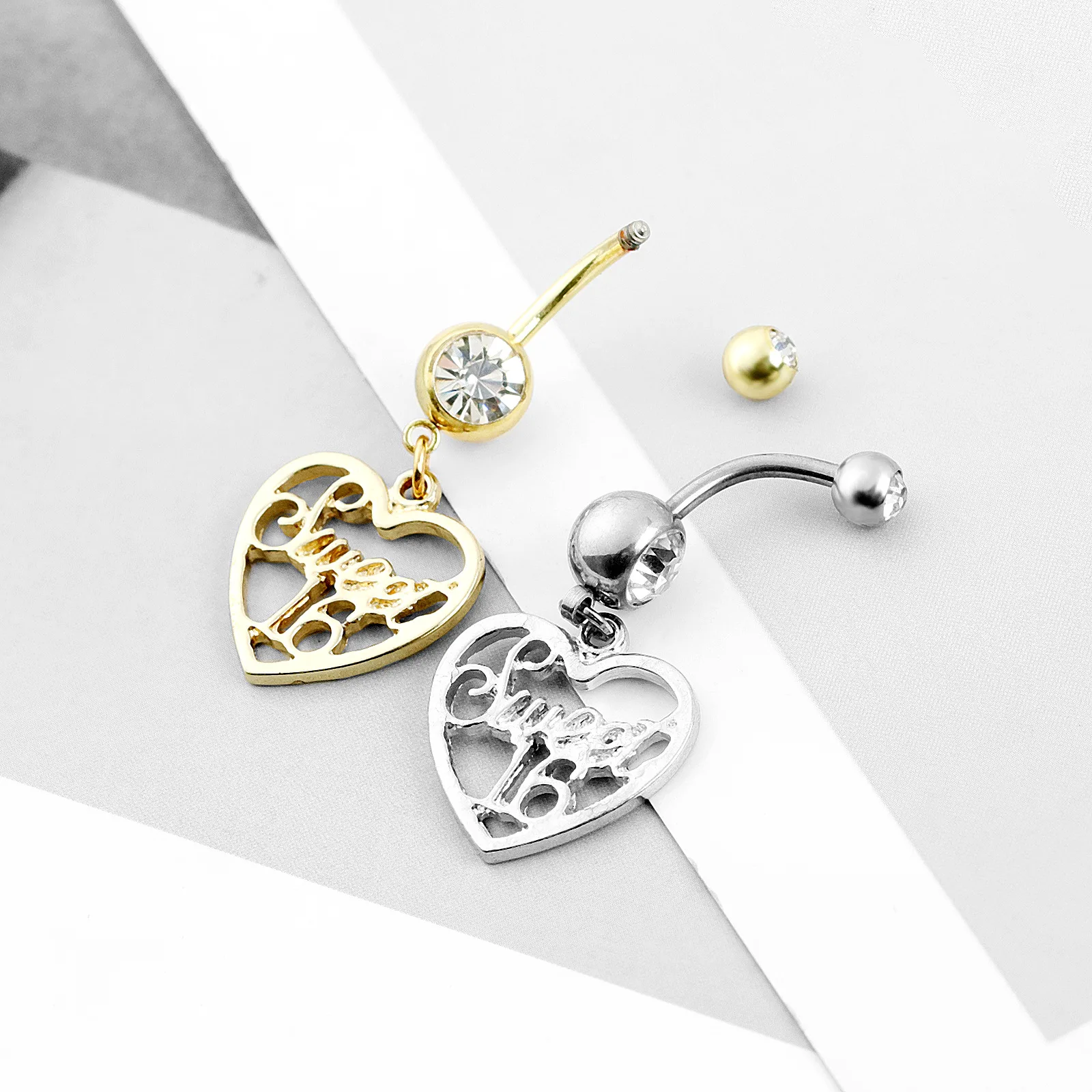 Fashion Zirconia Alphabet Belly Button Nail Body Piercing Jewelry