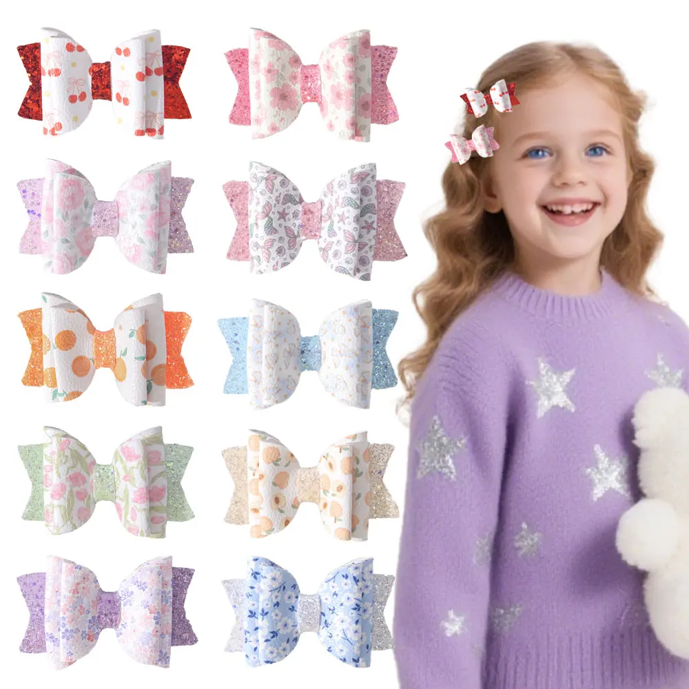

2-4Pcs Girls Summer Fruit Pattern Double Butterfly Hair Clip Bow Hairpins DIY Headwear Bow Decor Hairgrip Kids Hair Accessories