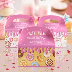 Donut Theme Party Candy Gifts Box Doughnut Birthday Party Decor Kids Baby Shower Wedding Party Supplies Gift Packaging Box Bags