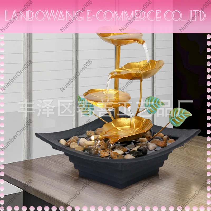 Iron Art Tabletop Fountain Waterfall Desk Decor Flowing Water Feature for Office Home