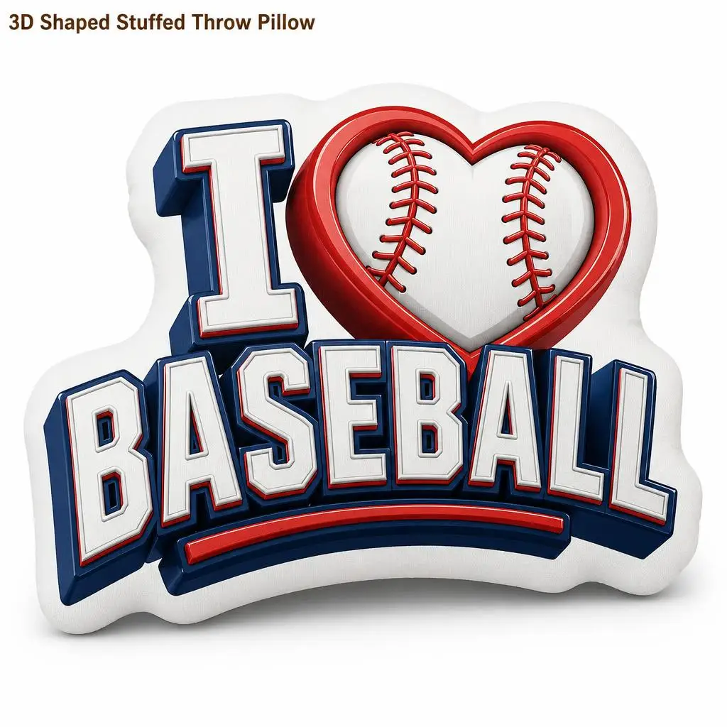 I Love Baseball Heart Sports Fan Plush Pillow Cushion Irregular Stuffed Throw Pillow Home Decor Gift Sofa Bed