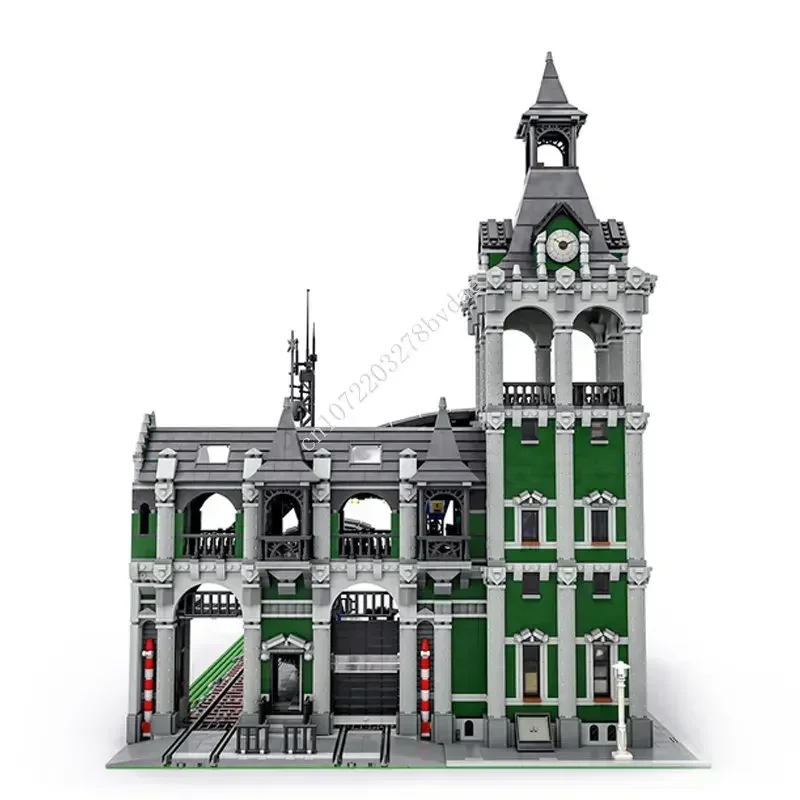 12597PCS MOC Modulaire Europese Treinstation Street view Bouwstenen Model Technische Bricks DIY Montage Kinderen Speelgoed Geschenken