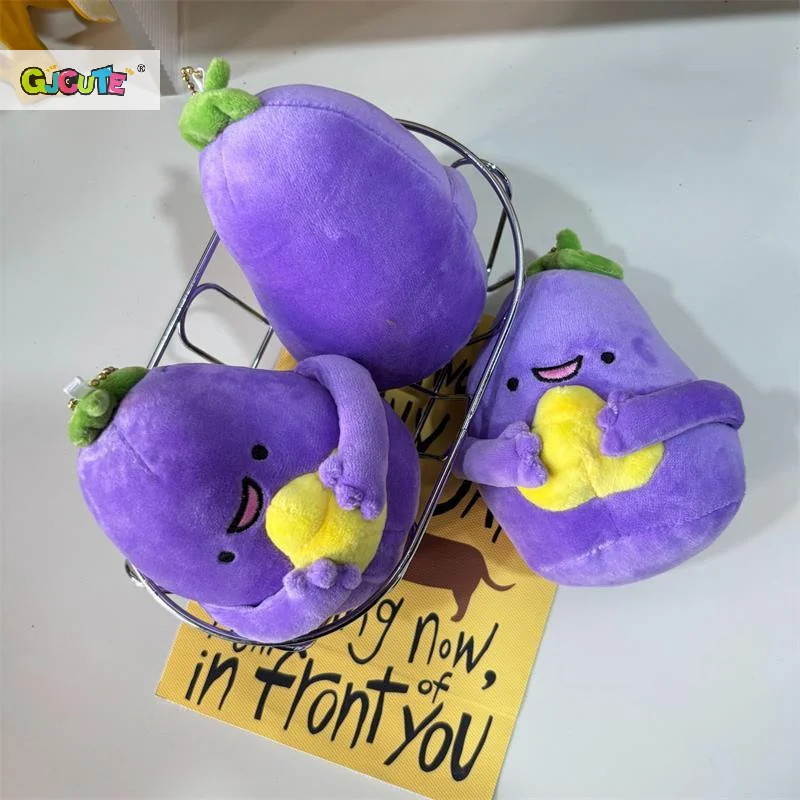 1/2 PCS Kreative Nette Aubergine Plüsch Puppe Stofftiere Schlüsselbund Anhänger Girly Tasche Charms Rucksack Ornamente Ragdoll Geschenk Schlüsselring