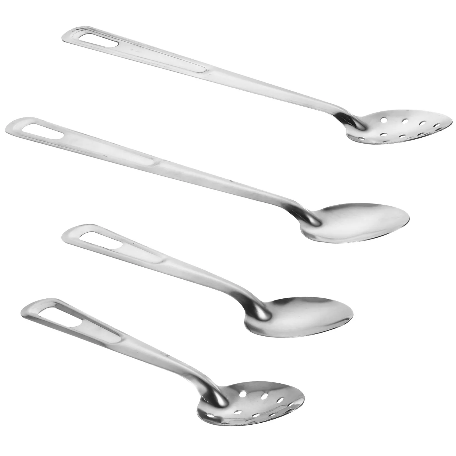 

4pcs Stainless Steel Spoon Set Rustproof Kitchen Tools For Home Restaurant Hot Pot 2 Colander 2 Solid Spoons Silver