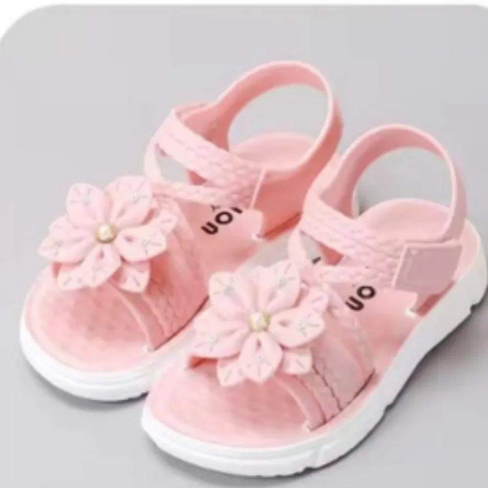 2024 Summer New Girls Sandals Kids Floral Sandals with 1 Flower Princess Sweet for Wedding Party Dress Shoes Kids Sandals 12-25