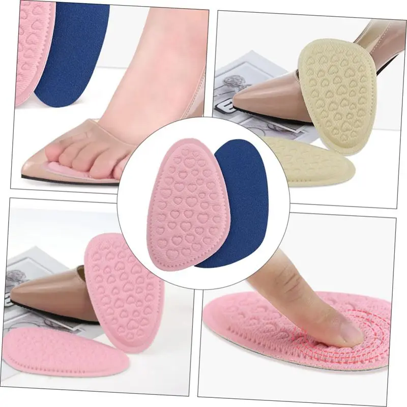 Forefoot Pad Soft Womens Shoe Insoles Lady Gel Half Insole Sucker High Heels Non-Slip Memory Foam Sponge Pain Relief Foot Care