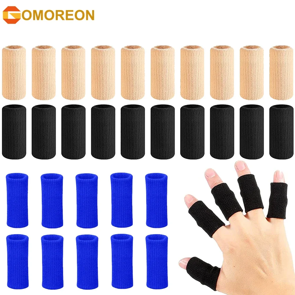 GOMOREON 10Pcs/Set Sports Finger Sleeves Arthritis Support Elastic Finger Guard Outdoor Volleyball Basketball Finger Protection