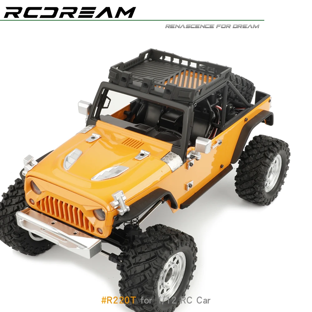 RCDream 1/12 แร็คหลังคา 3D พิมพ์กระเป๋าเดินทาง/Spotlight สําหรับ MJX H12Y อัพเกรดตัวเลือกอะไหล่ # R220S