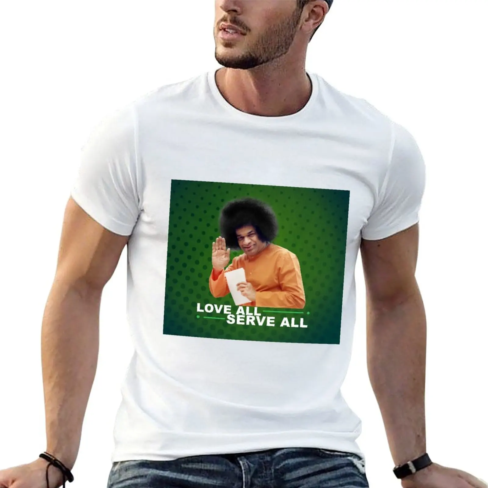 Bendición de Sathya Sai Baba |   Camiseta Sai baba Puttaparthi, camiseta gráfica divertida para hombre, camiseta para hombre
