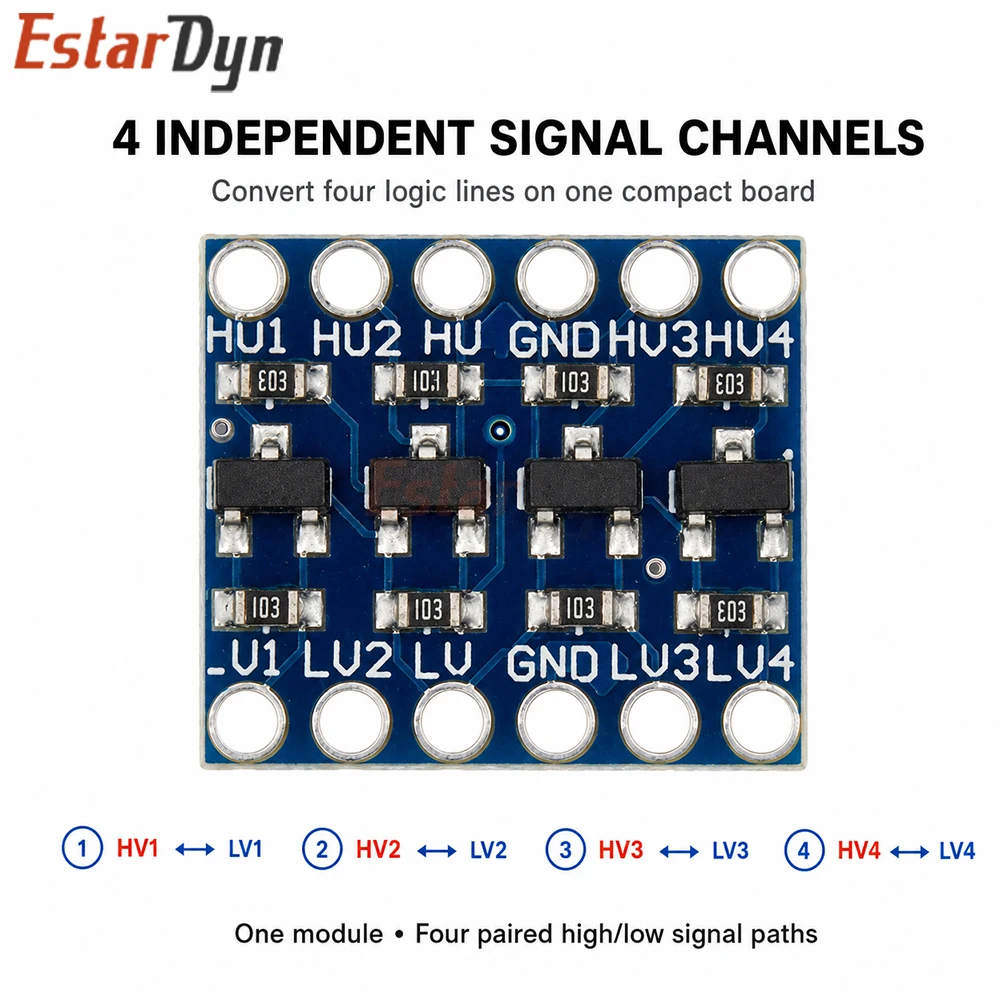 Estardyn 1/5/10pcs 4-Channel I2C Logic Level Converter Bidirectional 5V to 3.3V Module for Raspberry Pi Sensor DIY