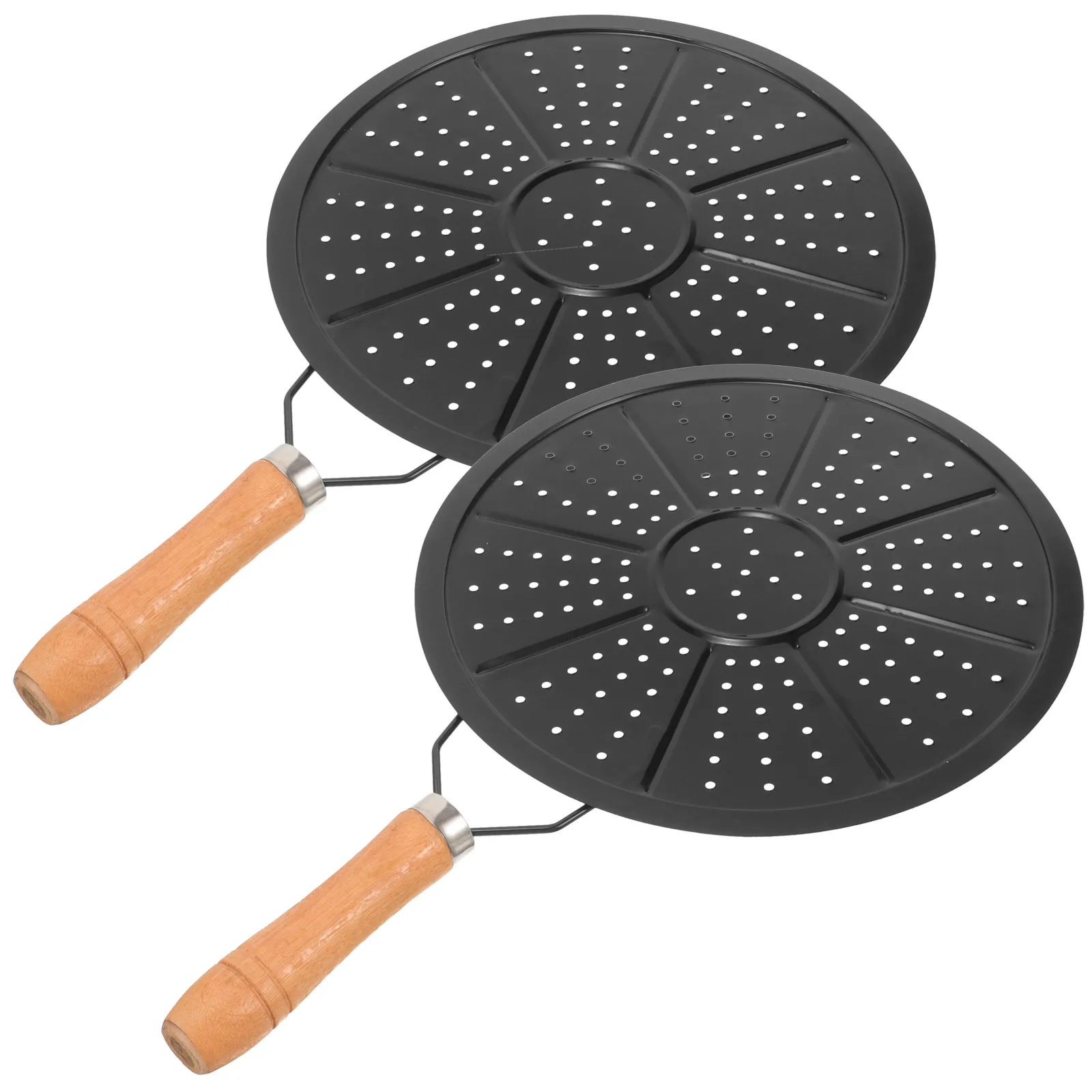 

2 Pcs Insulation Pads 22cm Wooden Handle Heat Resistant Kitchen Cooking Mats Anti Scalding Home Coffee Pads Black Cook Ring