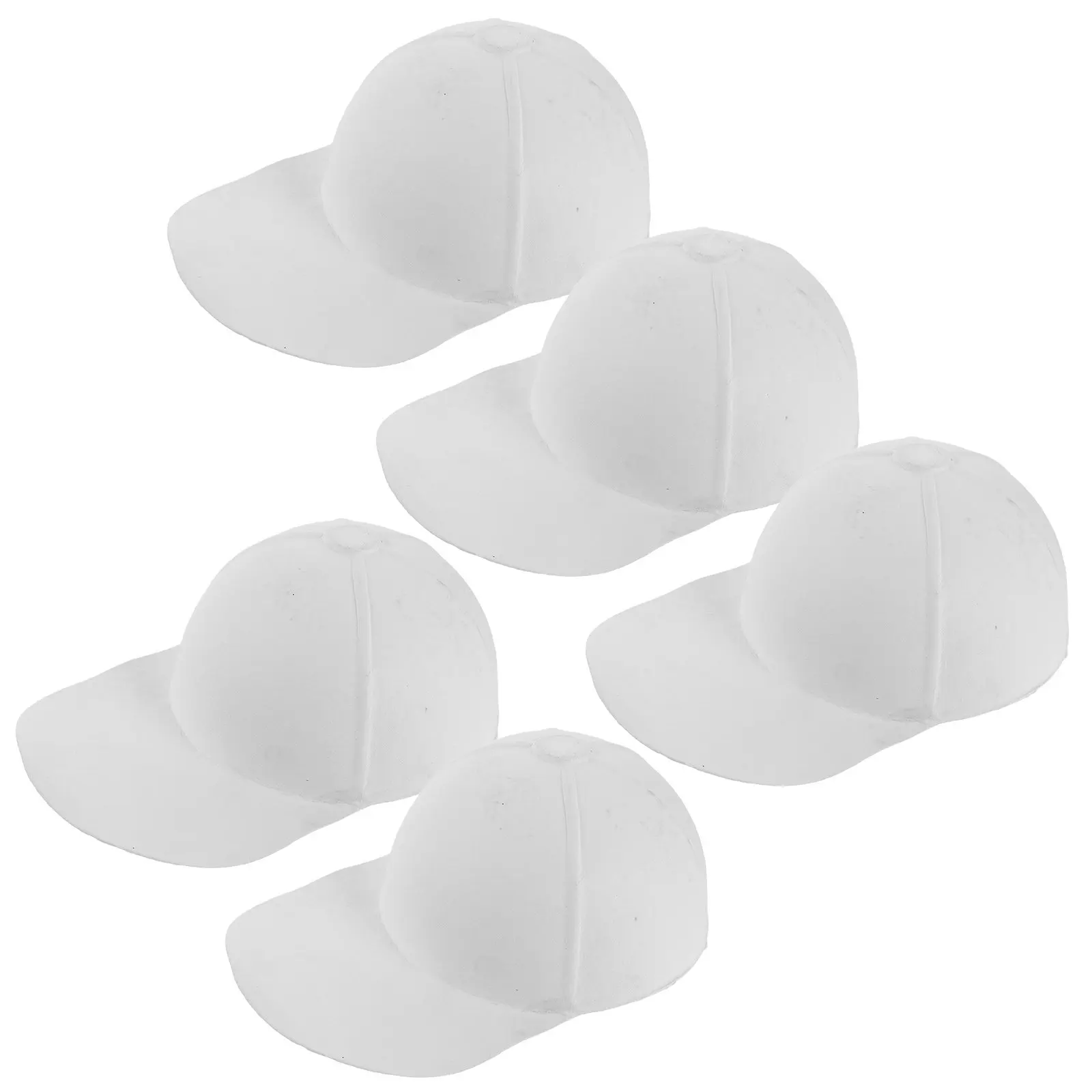 5Pcs Hand-Painted Baseball Caps Creative Blank Paper Hats DIY White Sports Ball Caps Art Craft Projects for Kids Adults
