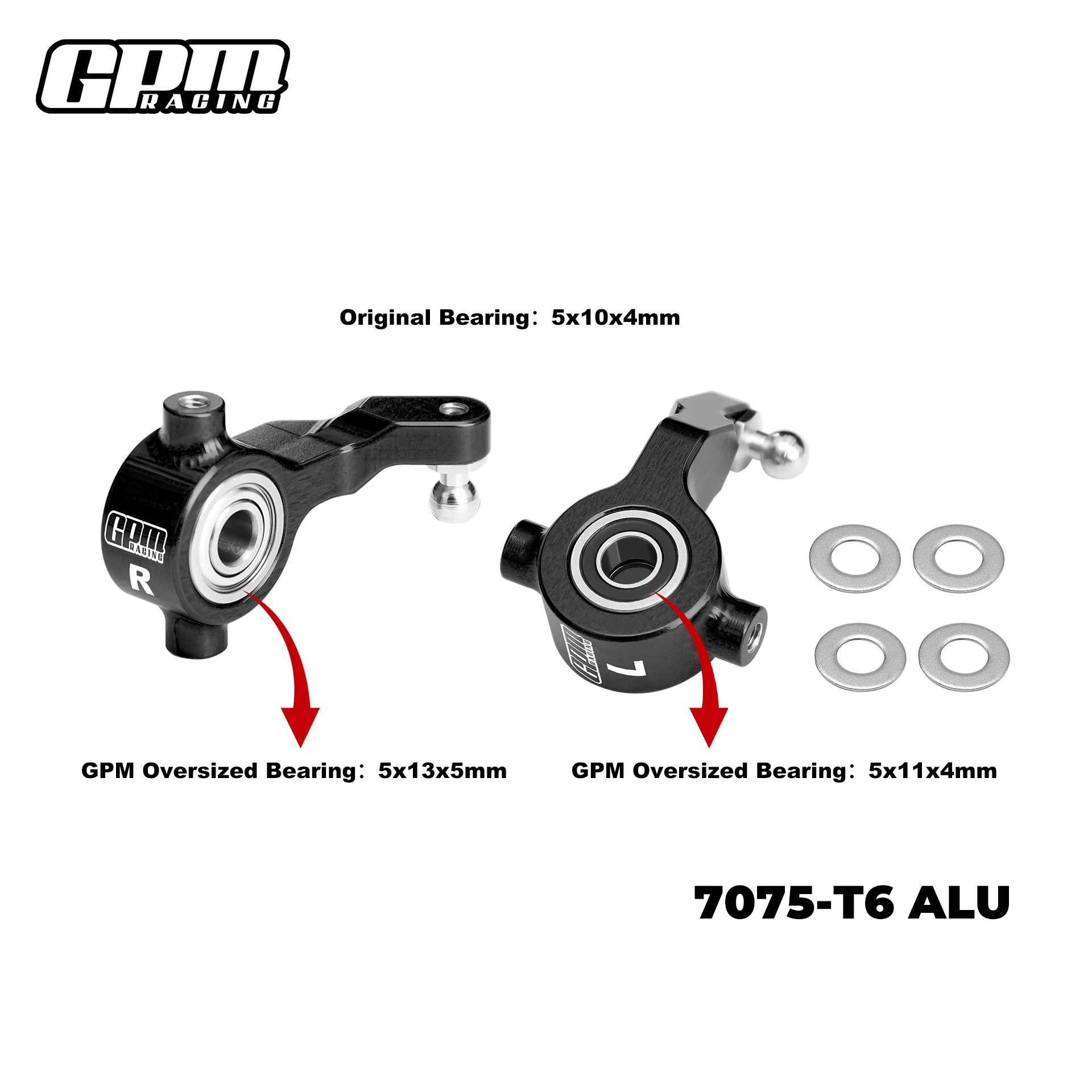 GPM 7075 Alloy Front Steering Blocks With Oversize Bearing For TAMIYA 1/10 DT-04 RC Fighter Nxgen