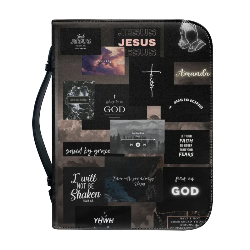 My Bible Affirmations Daily Bible Cover Personalized Print Church Bible Cover Case PU Handbags Study Book Holy Storage Boxes