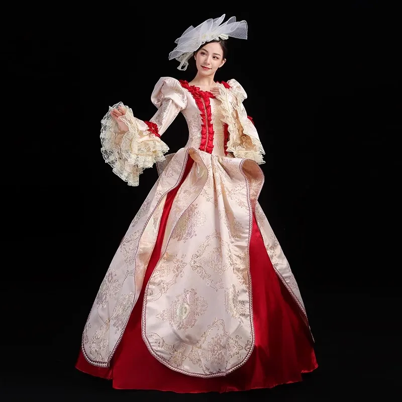 유럽 ​​법원 의상 개선 된 무대 복고풍 드레스 사진 Catwalk 파티 볼 드레스 여성 Toutes Les Robes Longues Élégantes Soiree