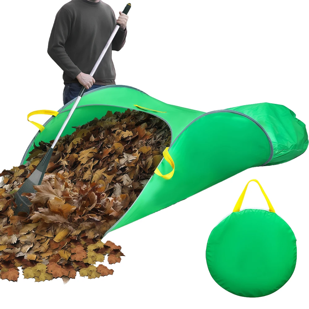 

Pop-Up Leaf Collector Bag Foldable Garden Waste Bag Portable Leaf Broom with Handle for Yard Lawn Cleaning
