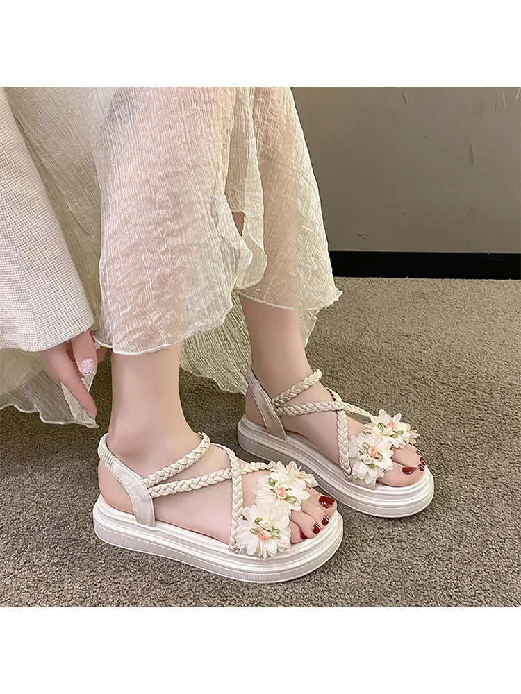 

Women's Summer Faion Sandals High Heels Thi Bot Matching Skirts Outdoor Wear Fairy Sle Floral Design CBCE Brand