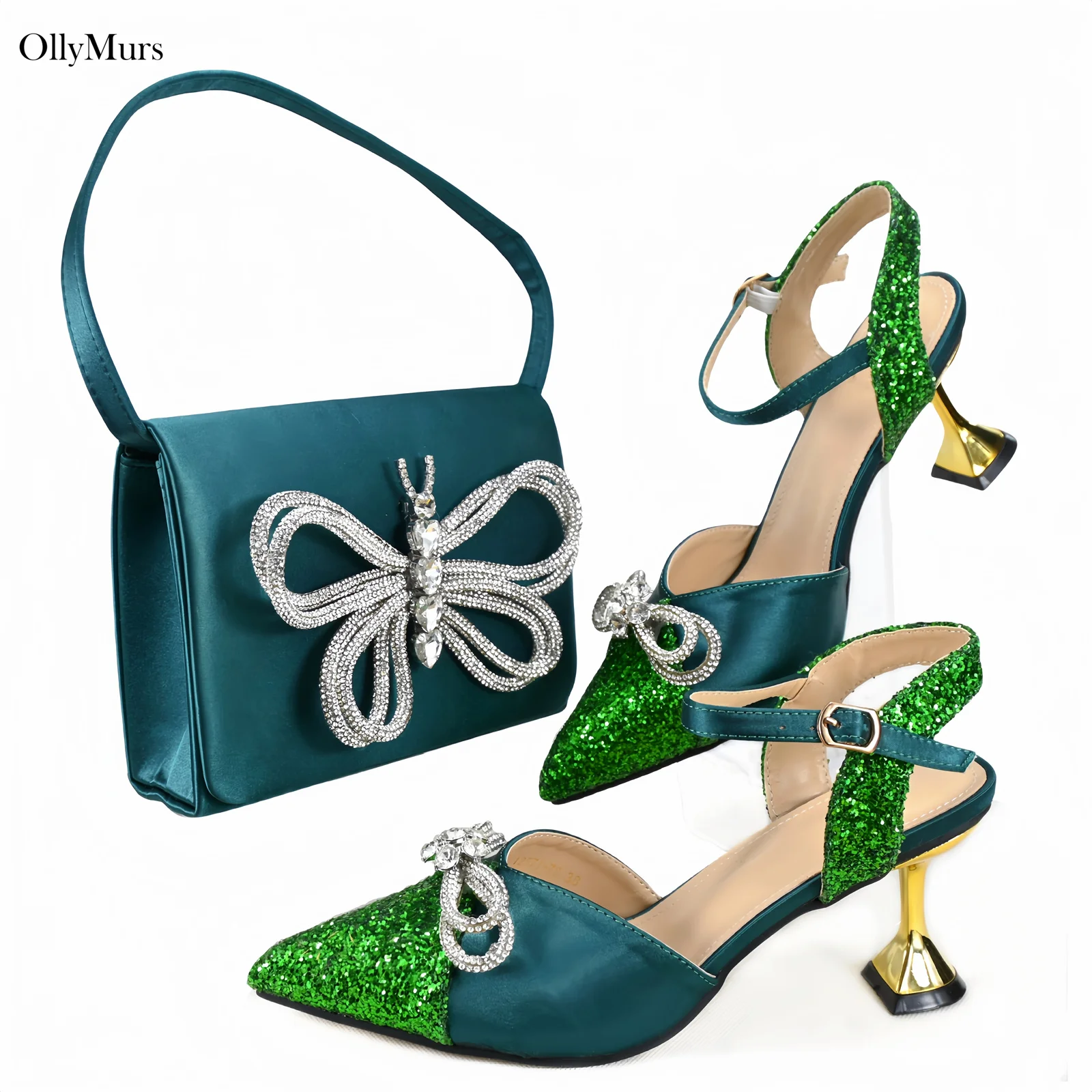 

Модный элегантный комплект из туфель и сумки из искусственной кожи с кристаллами для женщин, для вечеринок, летний, в африканском стиле, размеры 38-43.