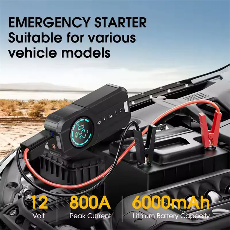 16000mAh Portable Car Battery Jump Starter Truck 2000A Peak Current 45W Air Pump Compressor LED Light 1000A Emergency Charger