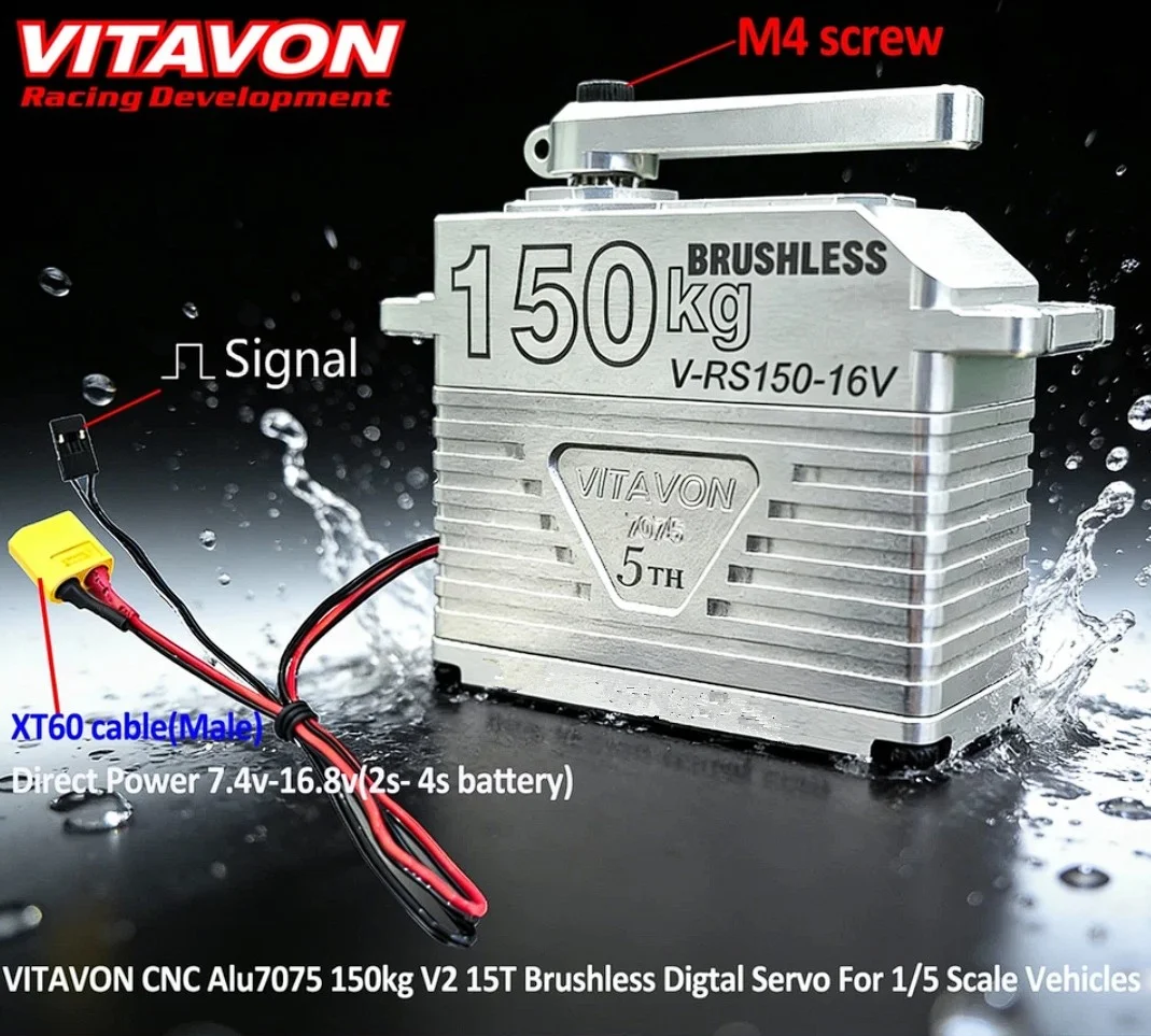 VITAVON – engrenage métallique en aluminium 7075, servo sans balais étanche 150kg 15T V2 180 °   Pour robot de camion de véhicules à l'échelle 1/5 RC