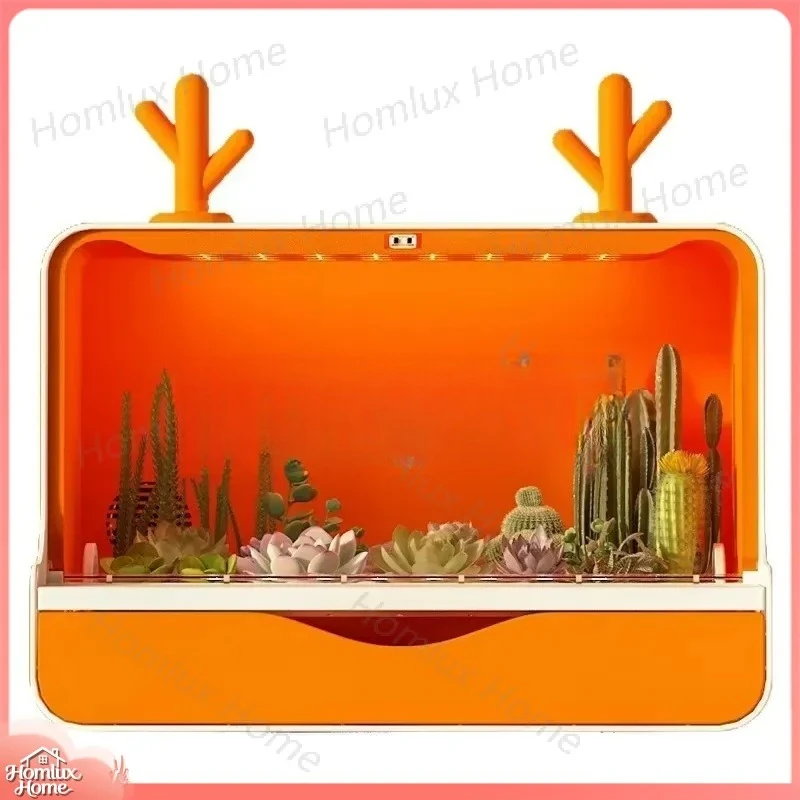 Multi-Functional Desktop Grow Box with Full Spectrum LED Grow Light Storage Drawer for Succulents Indoor Plants Office Desk