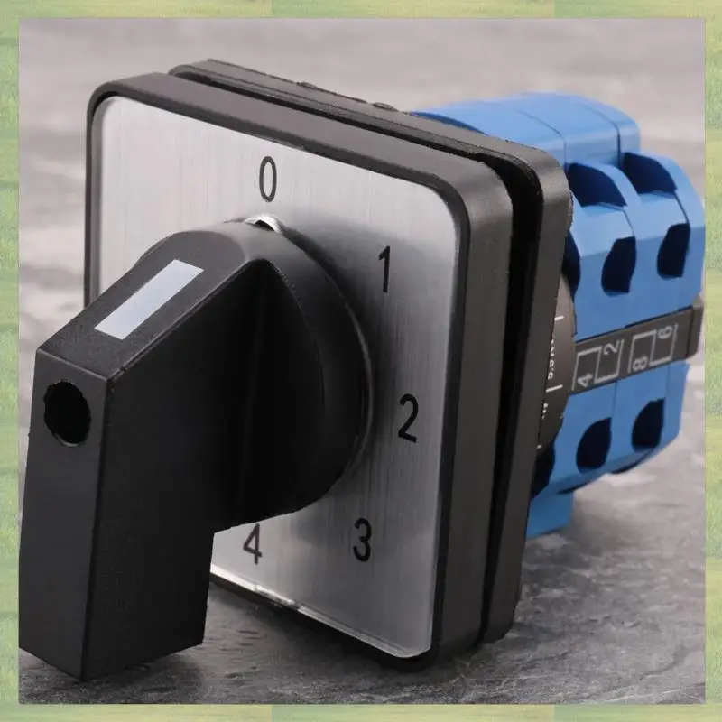 N15R-8 Terminals 5 Positions Master Control Rotary Cam Switch 20A Black+Blue