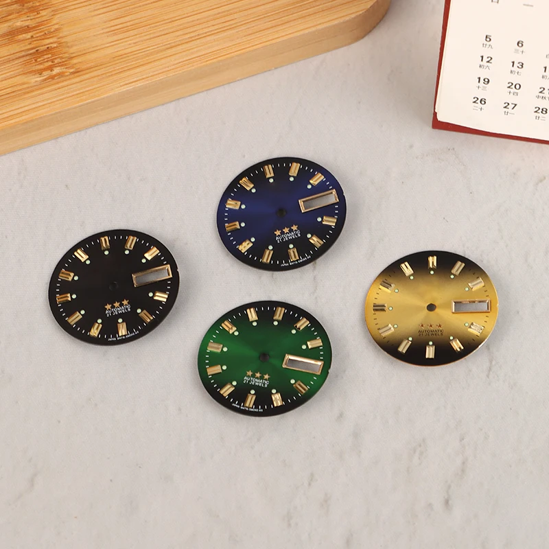 1PC Vintage Watch Dial DIY Parts 3 Stars Dual Calendar Literal Men's Watch Accessories For 46941/46943 Movement