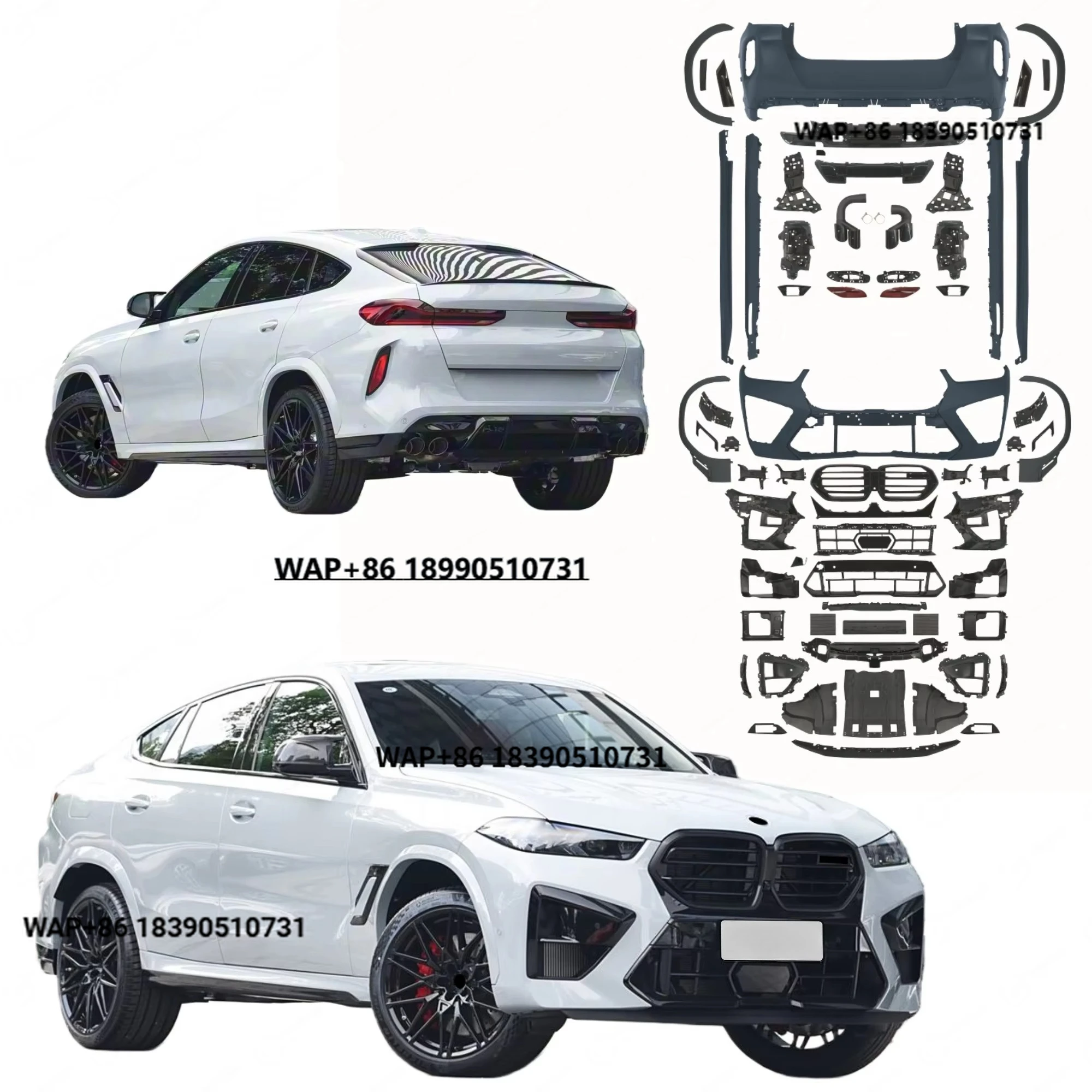 

Perfect Fitment Bumper for 2023+ X6 G06 LCI Upgrade F96 LCI X6M 1:1 Body Kit Fender Flare Diffuser Exhaust Pipe