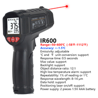 Mestek Infrared Thermometer 600/800°C Digital Thermometers Kitchen Food Temperature Meter Non-contact Pyrometer Thermal Imager