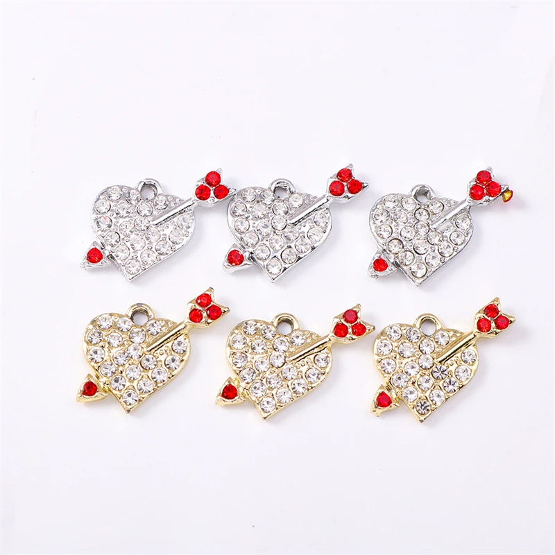 

Duarte 20Pcs/Lot Cute Crystal Metal Love Heart Charms for Jewelry Making DIY Earrings Pendants Necklaces Bracelets Accessories