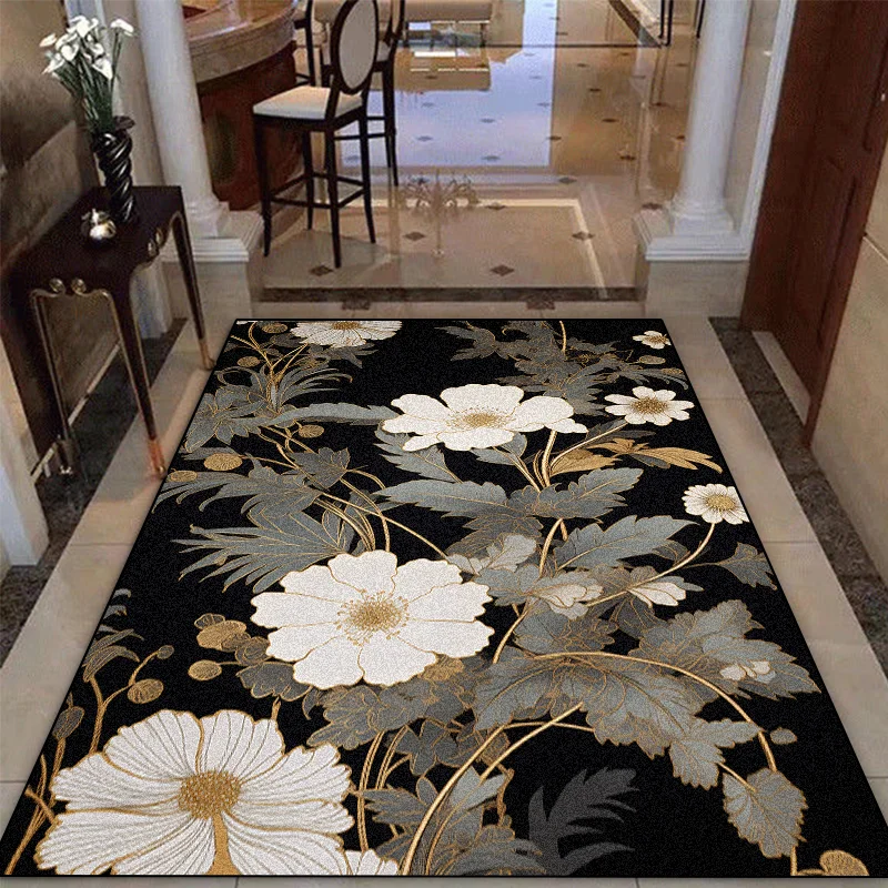 

Nordic Style Plant Pattern Carpets for Living Room Decoration Home Hall Non-slip Floor Mat Bedroom Lounge Entrance Rugs Washable