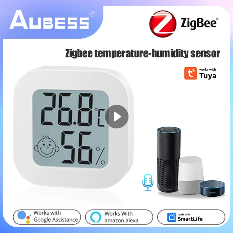 

Tuya ZigBee Smart Temperature Humidity Sensor LCD Display Indoor Thermometer Monitoring Via Alexa Google Home Smartlife