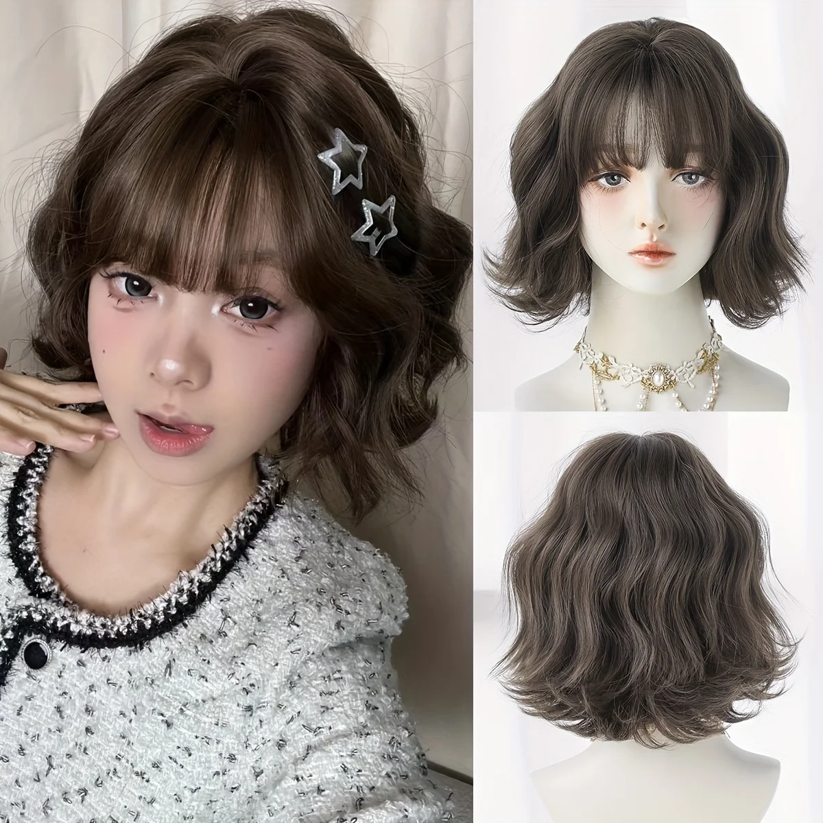 

Женский модный короткий волнистый парик из термостойкого синтетического материала, коричневого цвета