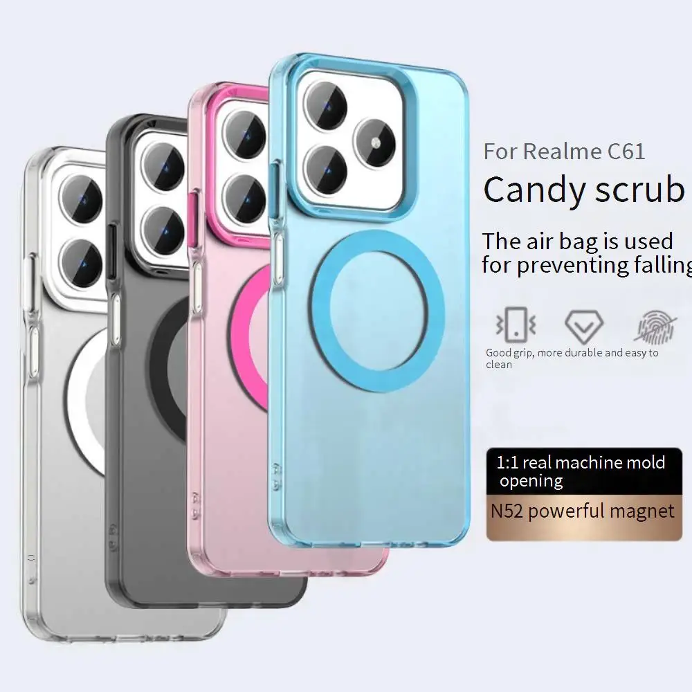 Per Magsafe Custodia per telefono opaca per Realme C61 C63 Note60 Ricarica wireless magnetica per Magsafe Realme Narzo Cover posteriore antiurto