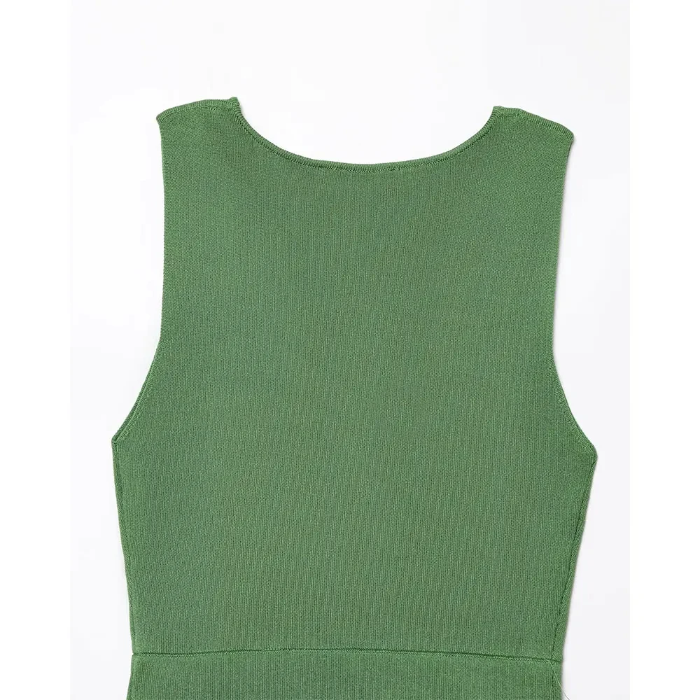 SANSHENGDress Pullover O-Neck Sleeveless Female Chic Lady Knitwear DressesStylish versatile slim-fitting and casual unique desig