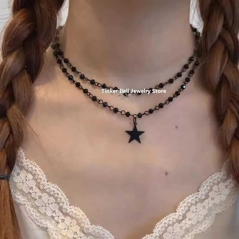 Punk Rock Y2K Schwarz Stern Kreuz Rotes Herz Anhänger Geist Klaue Halsband Kette Halskette Männer Frauen Goth Vintage Grunge EMO Zubehör – Detail 4