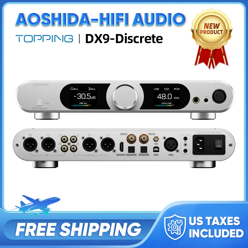 TOPPING DX9 Discrete Fully Balanced DAC & Headphone Amplifier Ten-Band PEQ XU-316 DSD512 768kHz/32bit Bluetooth LDAC