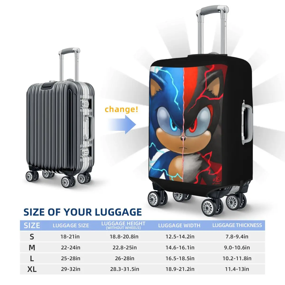 غطاء حماية مرن لحقيبة السفر من Sonic Shadow مقاس 18-32 بوصة