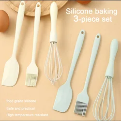 3 pieces baking set Food grade silicone heat resistant cream scraper egg beater Grease brush kitchen cake baking tools