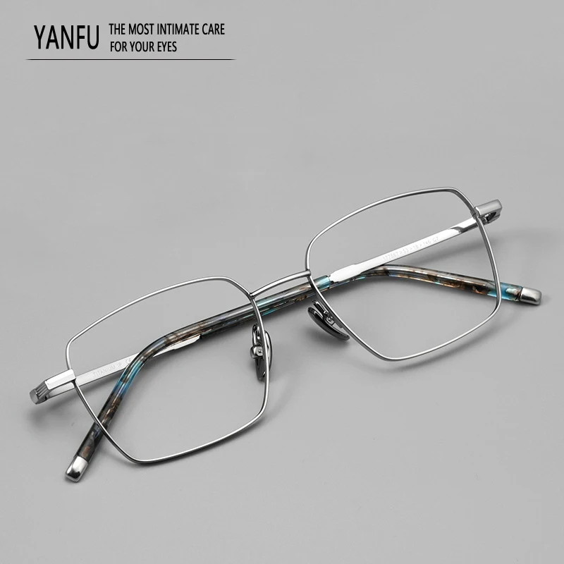 

Ультралегкая квадратная оправа для офисных очков из чистого титана, мужская деловая модная мужская оптическая оправа для очков, оправа для близорукости, чтения 140 мм