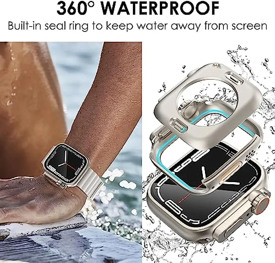 360 Full Waterproof Case for Apple Watch 45mm 41mm Protector Glass IWatch Series 8 7 4 5 6 Se 44mm 40mm Upgrade Change To Ultra