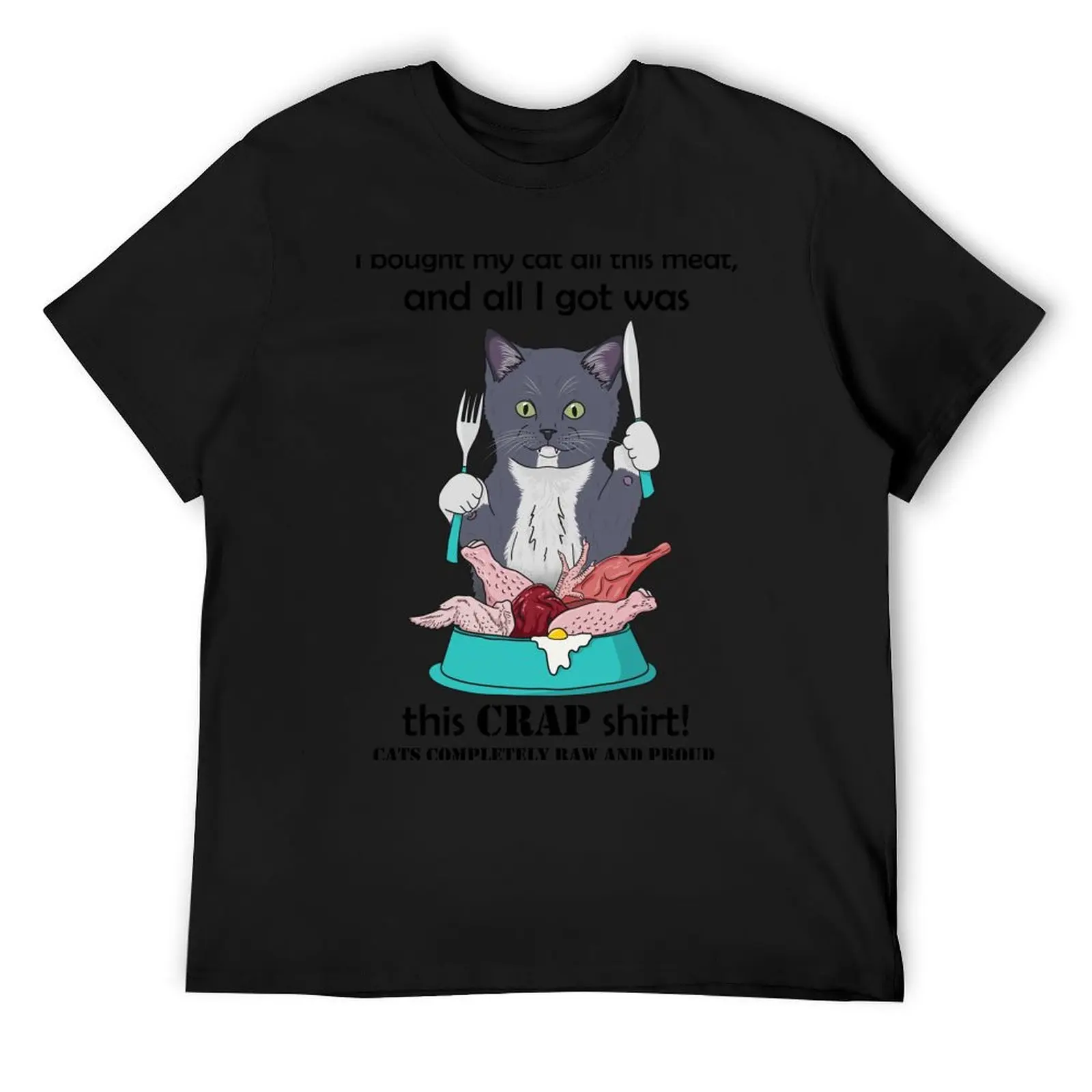 

Рубашка Cat CRAP Meat Dish, футболка черного цвета, топы больших размеров, одежда в стиле аниме, винтажные мужские футболки, пакет