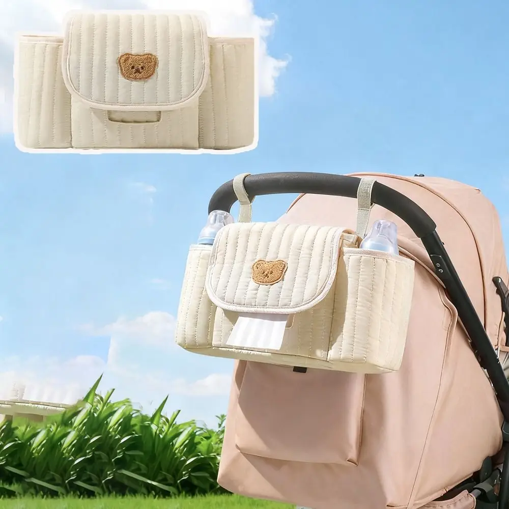 

Multifunctional Oxford Cloth Mommy Bag Soft Cute Bear Stroller Nappy Bag Large Capacity Storage Basket Stroller Use