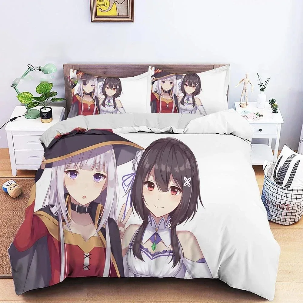 

3D Printed Anime Re Zero Ram Rem Bedding Set 3D Printed Suitable for Bedroom Duvet Cover Set With Pillowcases Kids Home Textile