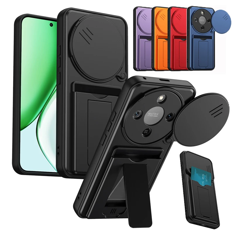 Objektivschutz-Kickstand-Hülle für Honor Magic8 Lite Magic 7 X9d X9c 5G Schutzhülle mit Kartenfach Wallet Capa Fundas