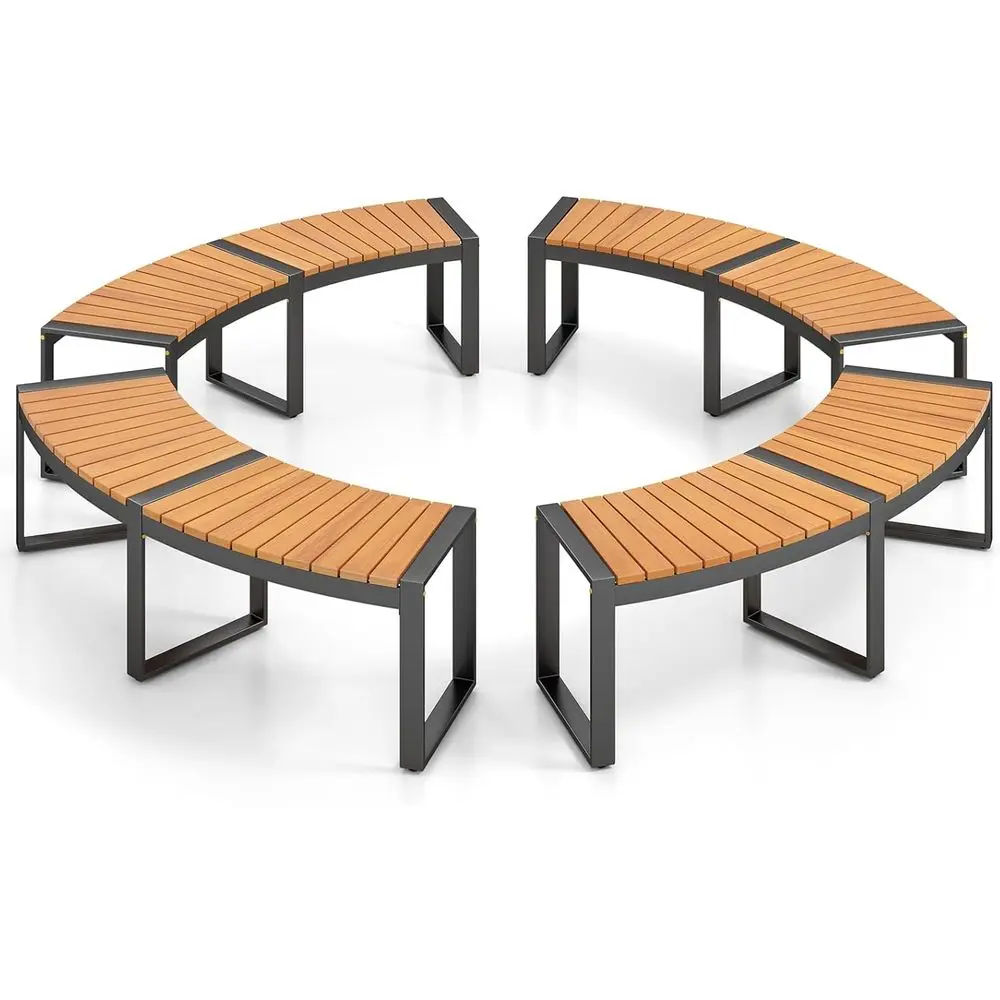 

Curved Acacia Wood Outdoor Bench with Metal Legs, Ideal for Patio, Porch, Garden, Deck, Yard - 800 LBS Load Capacity