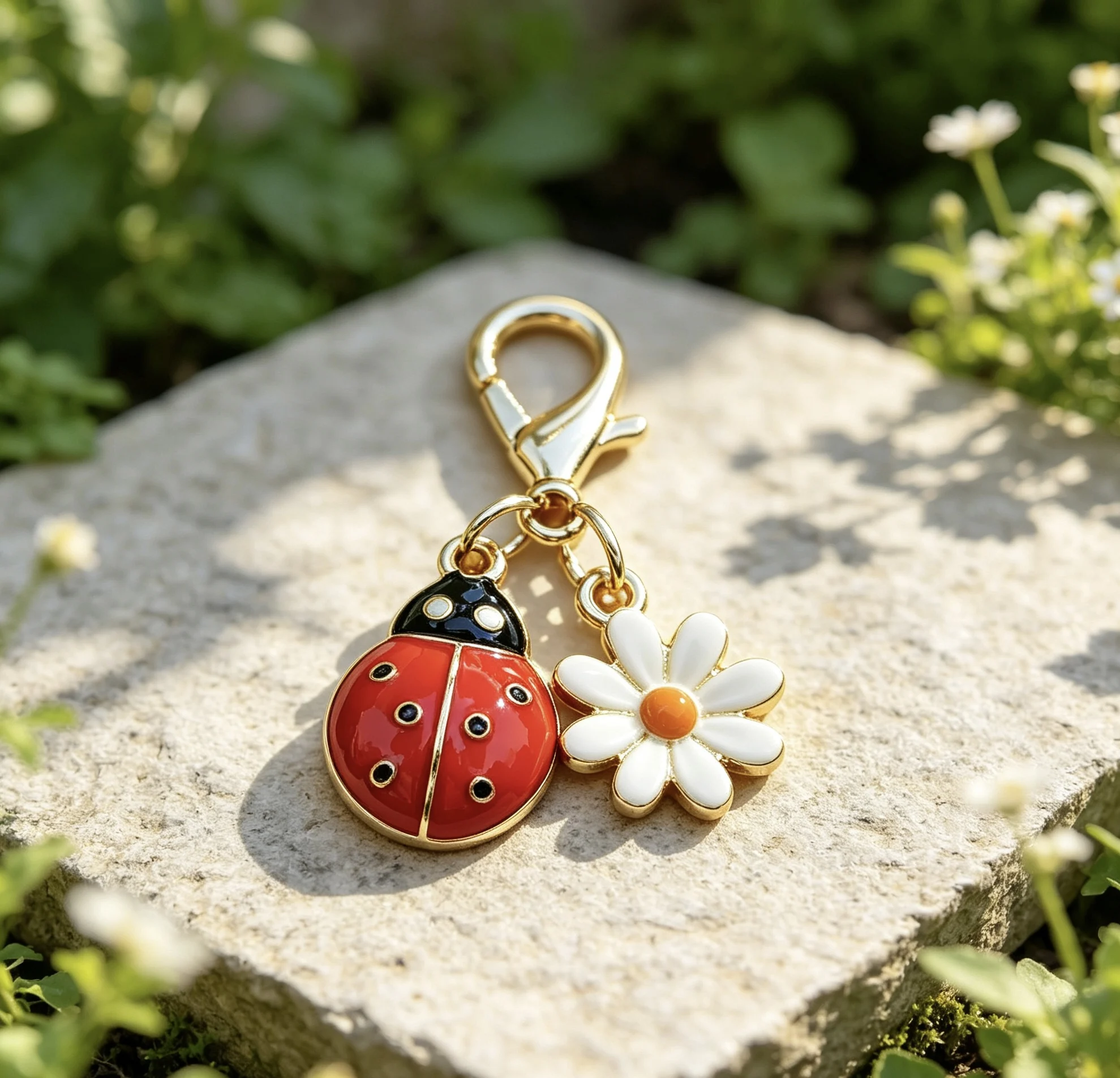5/10 Stück Cartoon Niedlicher Großer Marienkäfer Gänseblümchen Schlüsselanhänger Niedlicher Legierungs-Reise-Mini-Charm Schlüsselring Ideales Geburtstagsgeschenk – Detail 5