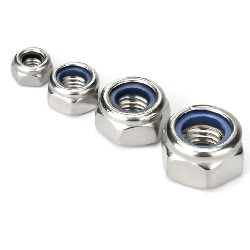 4 # 6 # 8 # 10 # Nakrętka samokontrująca z nylonowym wkładem, sześciokątna, anglo-amerykańska, ze stali nierdzewnej 316/304, rozmiary: 1/4, 5/16, 3/8, 1/2.